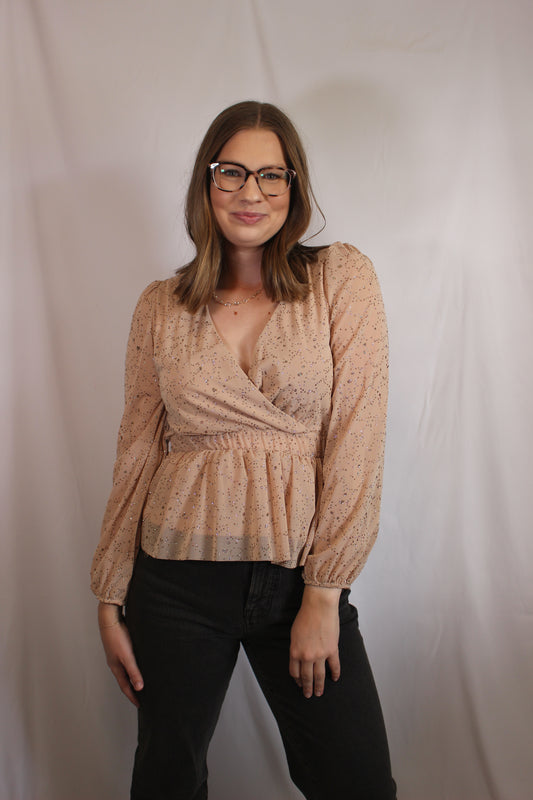 'Eve' Sparkly Peplum Top