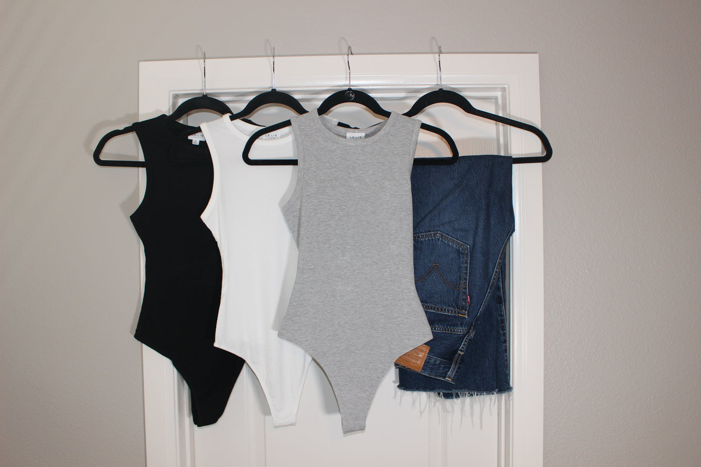 'Chloe' Round Neck Bodysuit in Grey