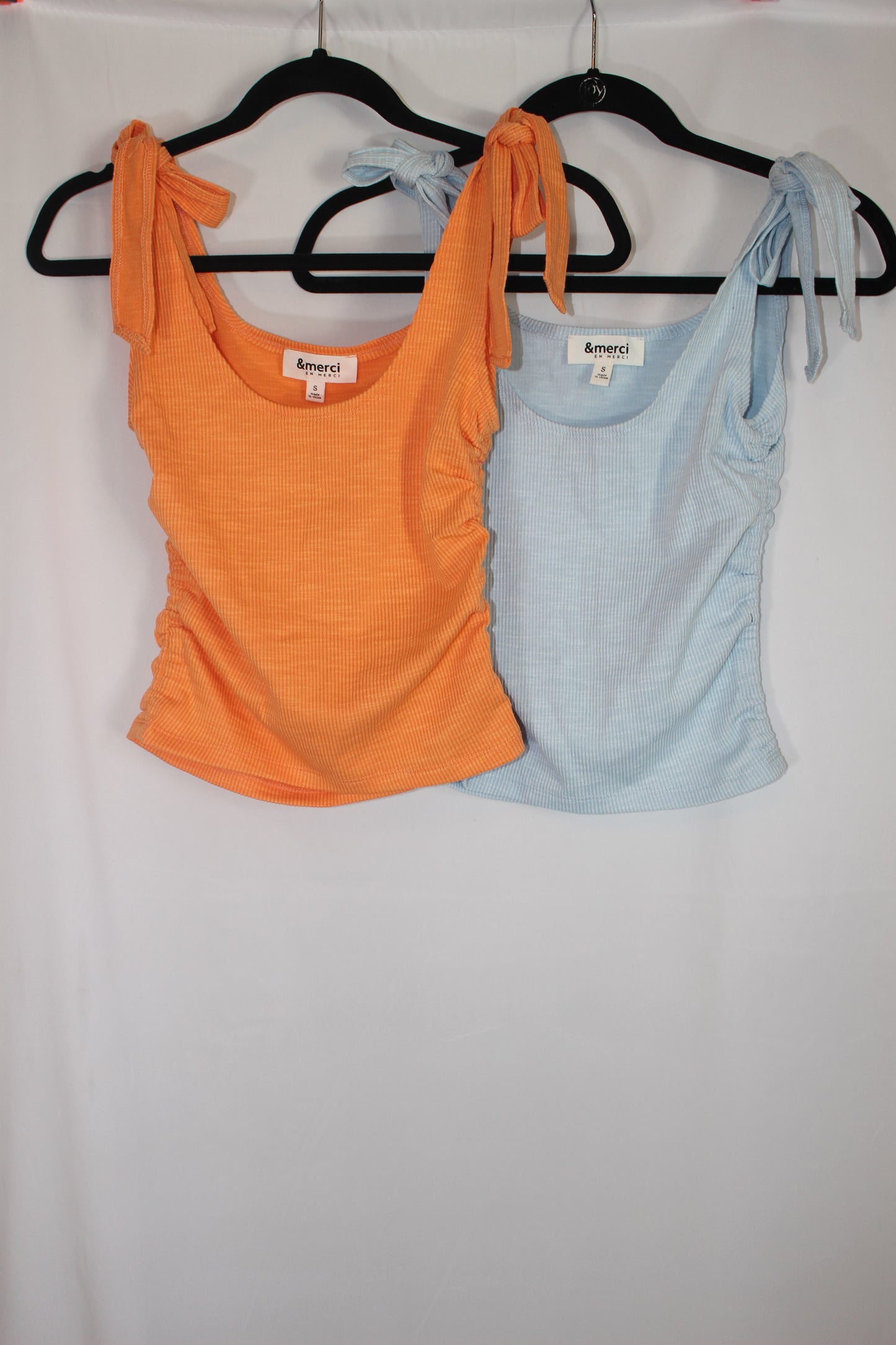 'Sophia' Ribbed Tie Tank in Orange