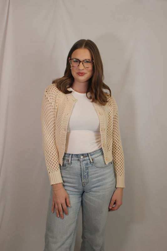 'Nora' Crochet Knitted Cardigan