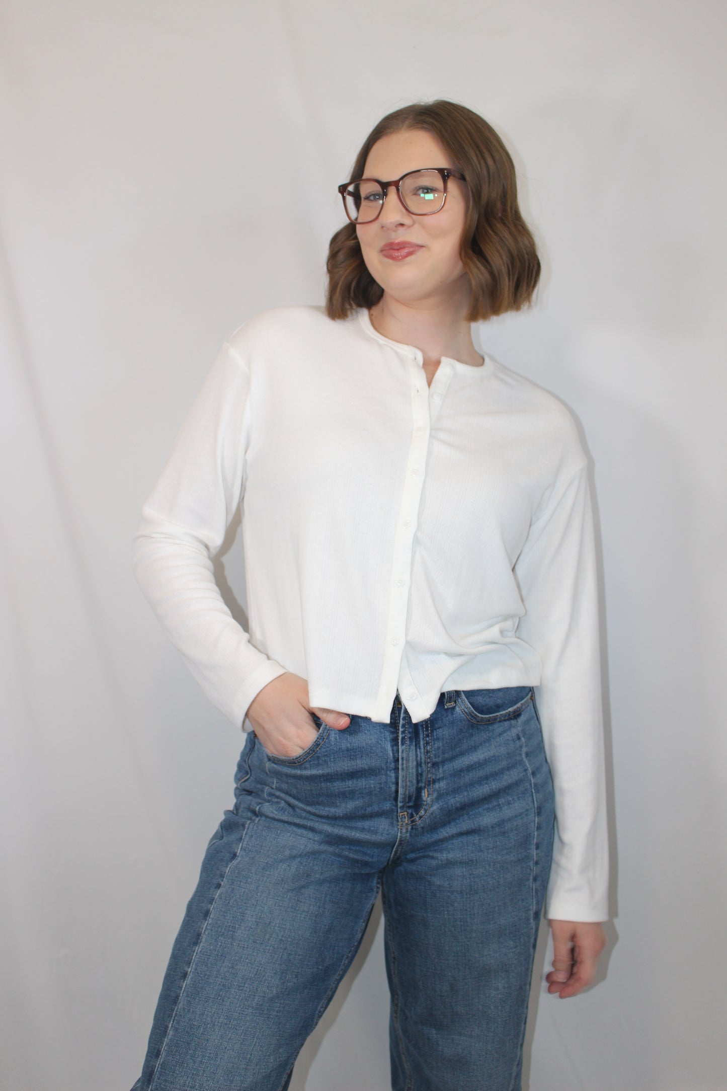 'Brynn' Pointelle Cardigan Top