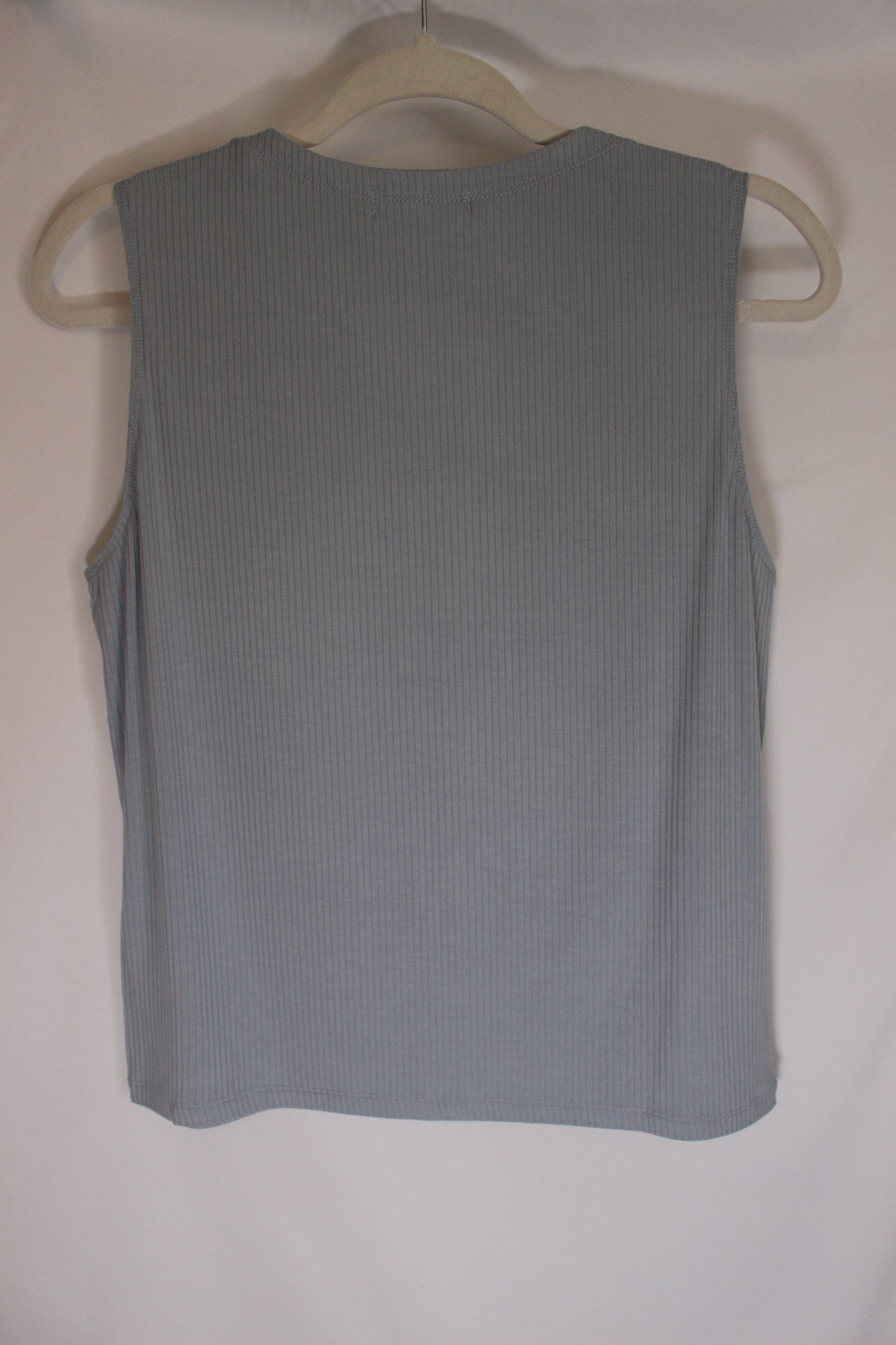 'Quinn' Ribbed Button Up Tank in Blue
