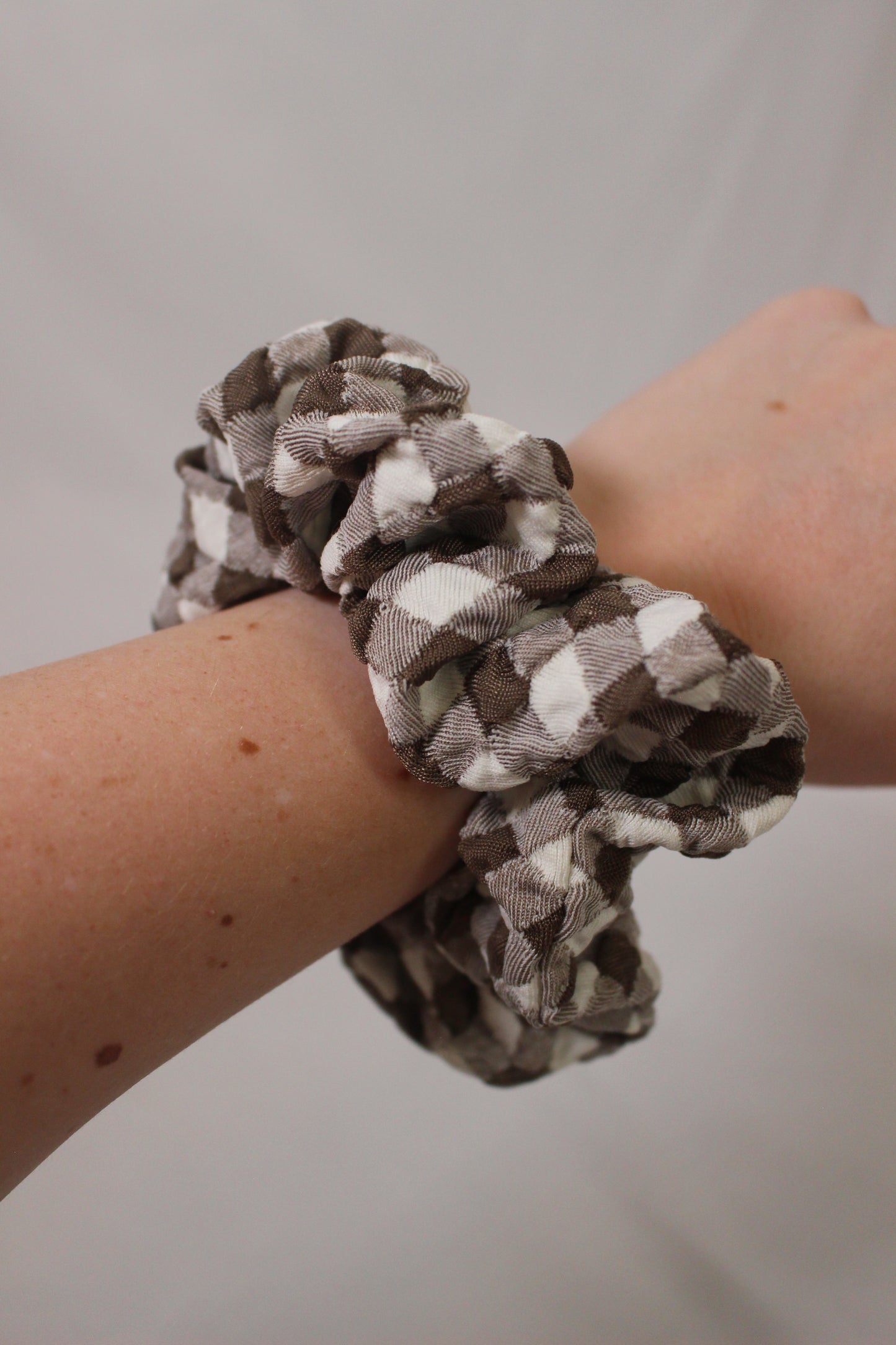 Brown Gingham Jumbo Scrunchie