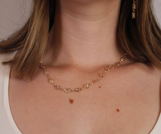 'Eloise' Rhinestone Disk Necklace