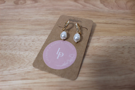 'June' Pearl Dangle Mini Hoops