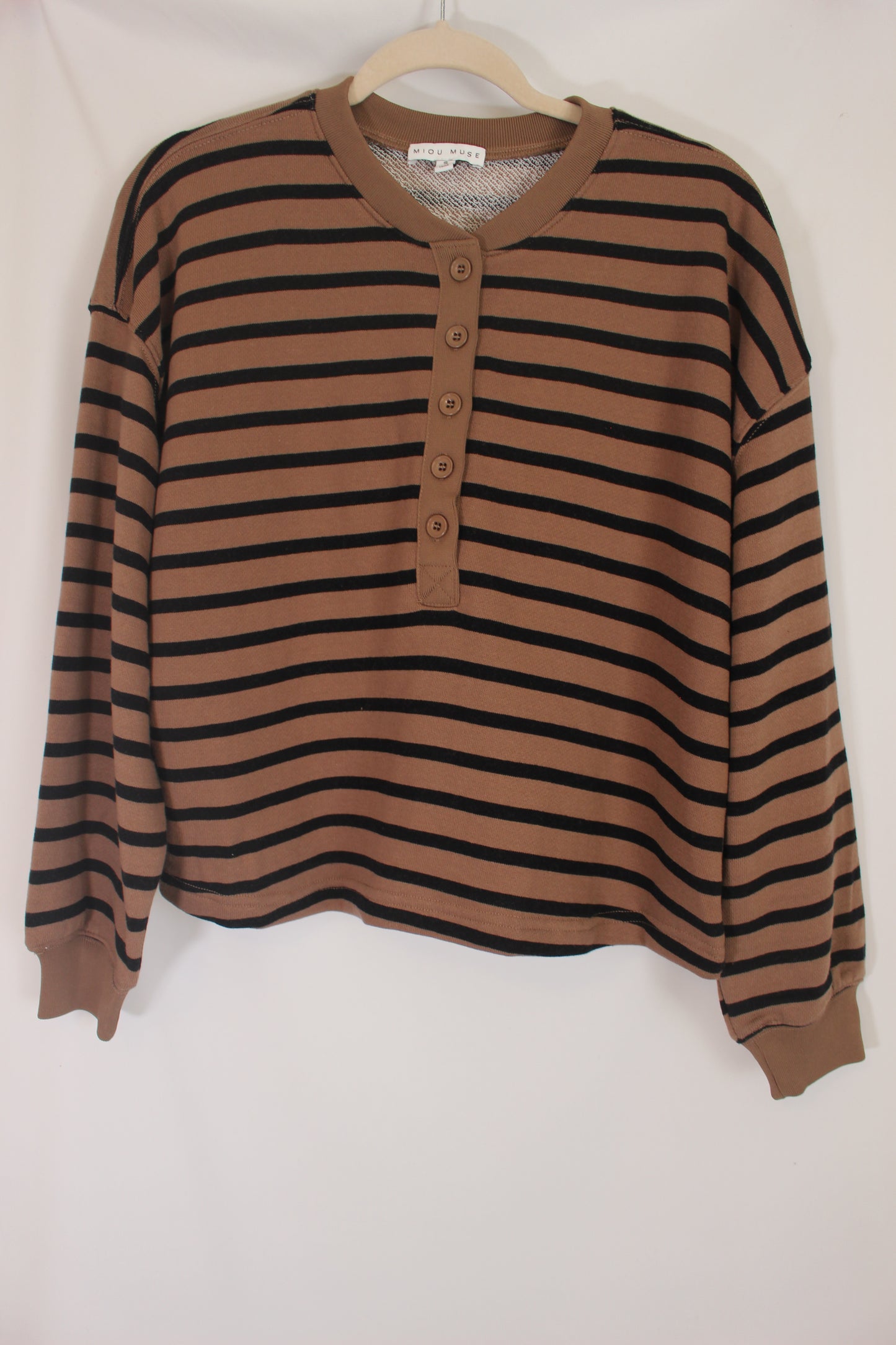 'Halle' Half Button Stripe Lounge Top