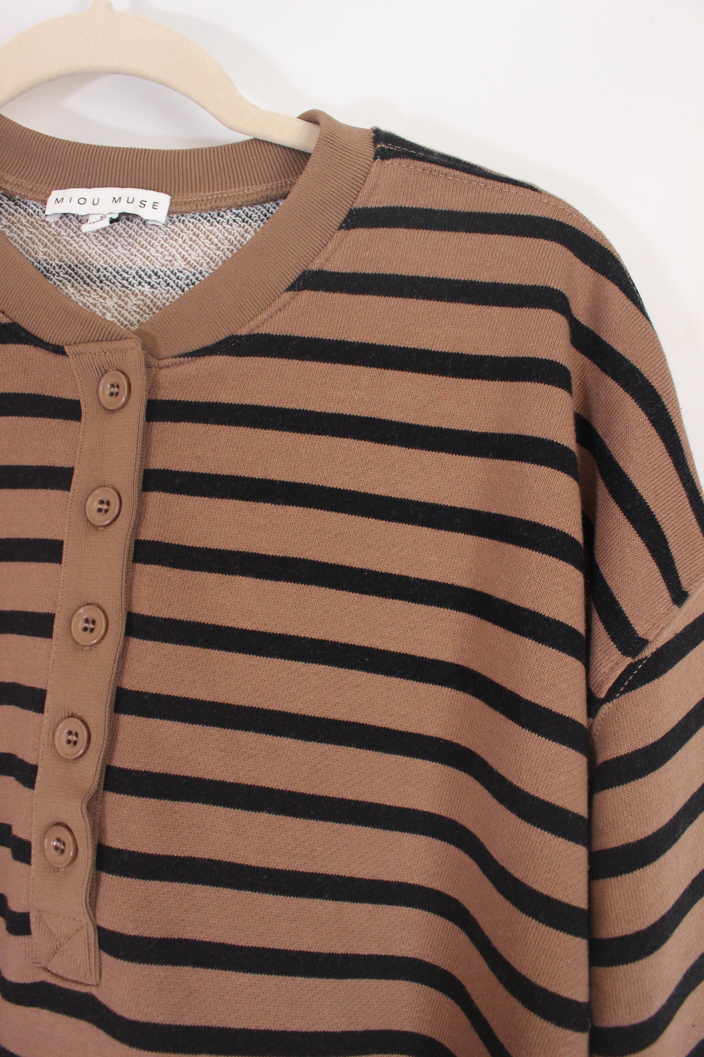 'Halle' Half Button Stripe Lounge Top