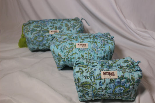 Blue Floral Cosmetic Bags