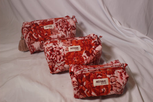 Red Floral Cosmetic Bags