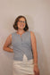 'Quinn' Ribbed Button Up Tank in Blue