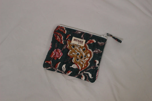 Green & Red Quilted Coin Pouch