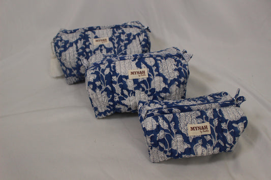 Blue & White Floral Cosmetic Bags