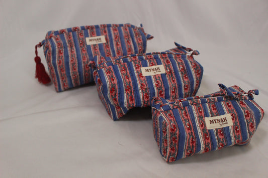 Pink & Blue Floral Cosmetic Bags