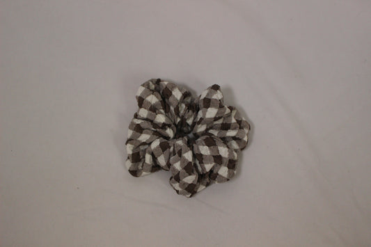 Brown Gingham Jumbo Scrunchie