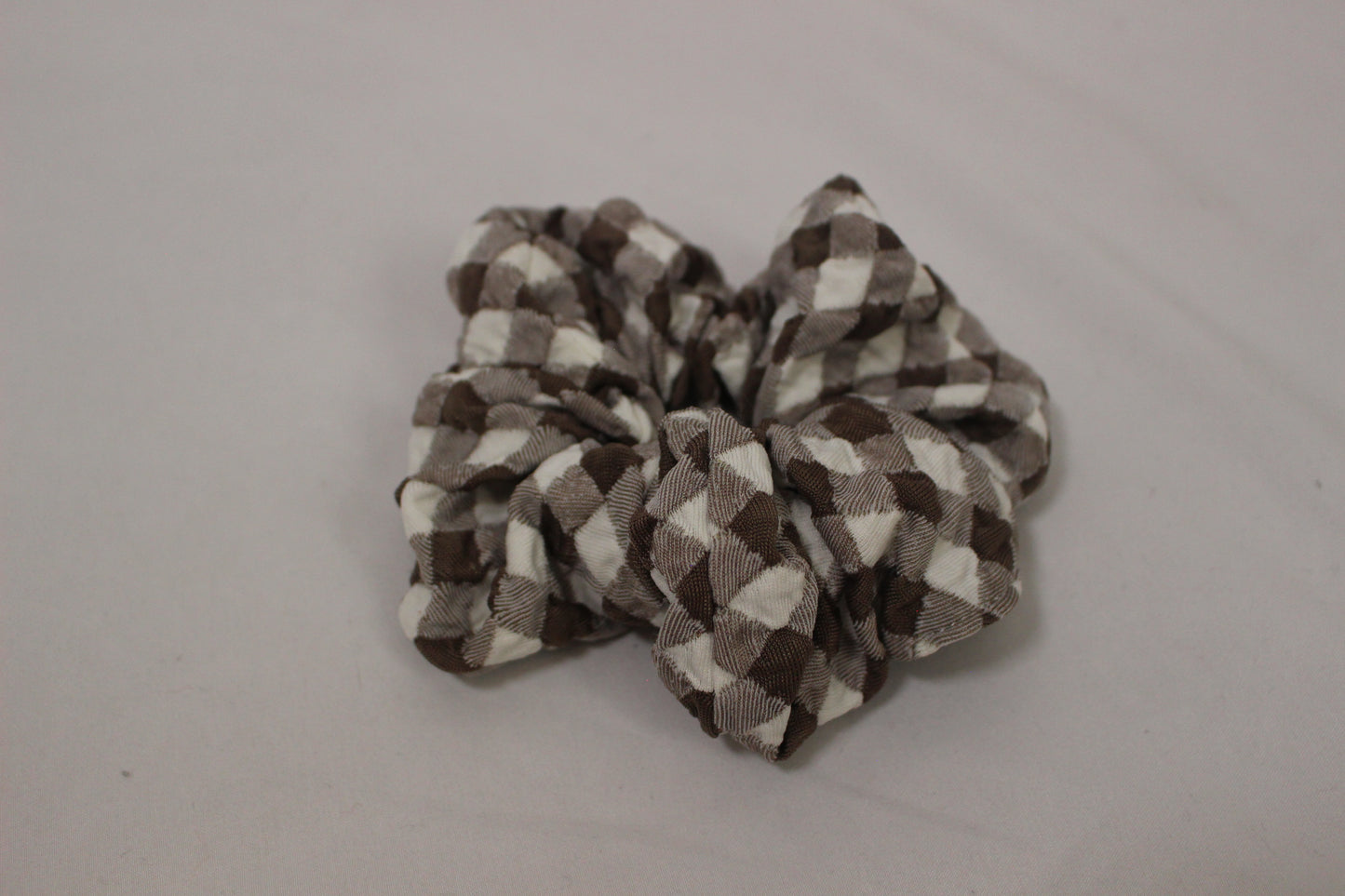 Brown Gingham Jumbo Scrunchie