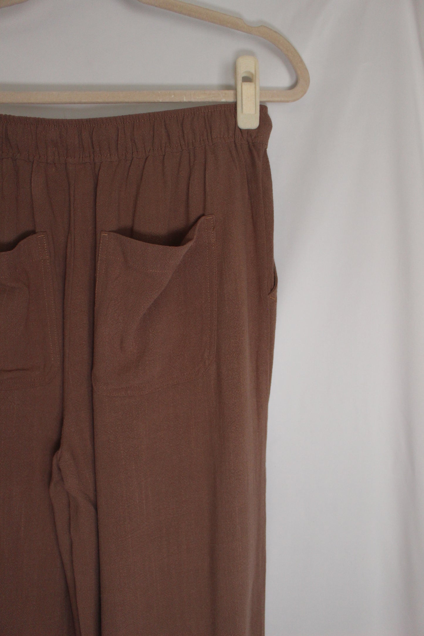 'Carmel' Linen Wide Leg Pant in Brown