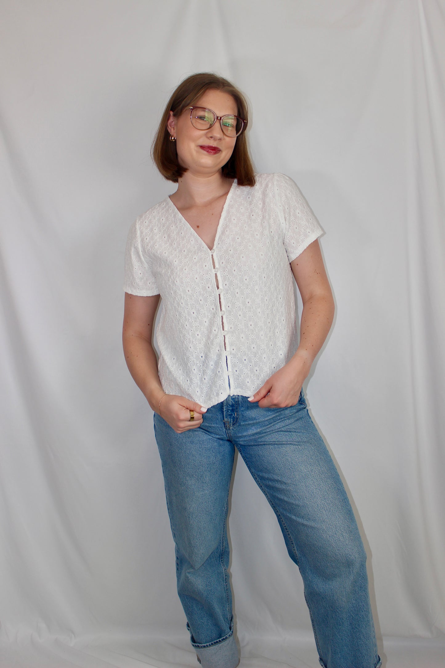 'Eleanor' Eyelet Top