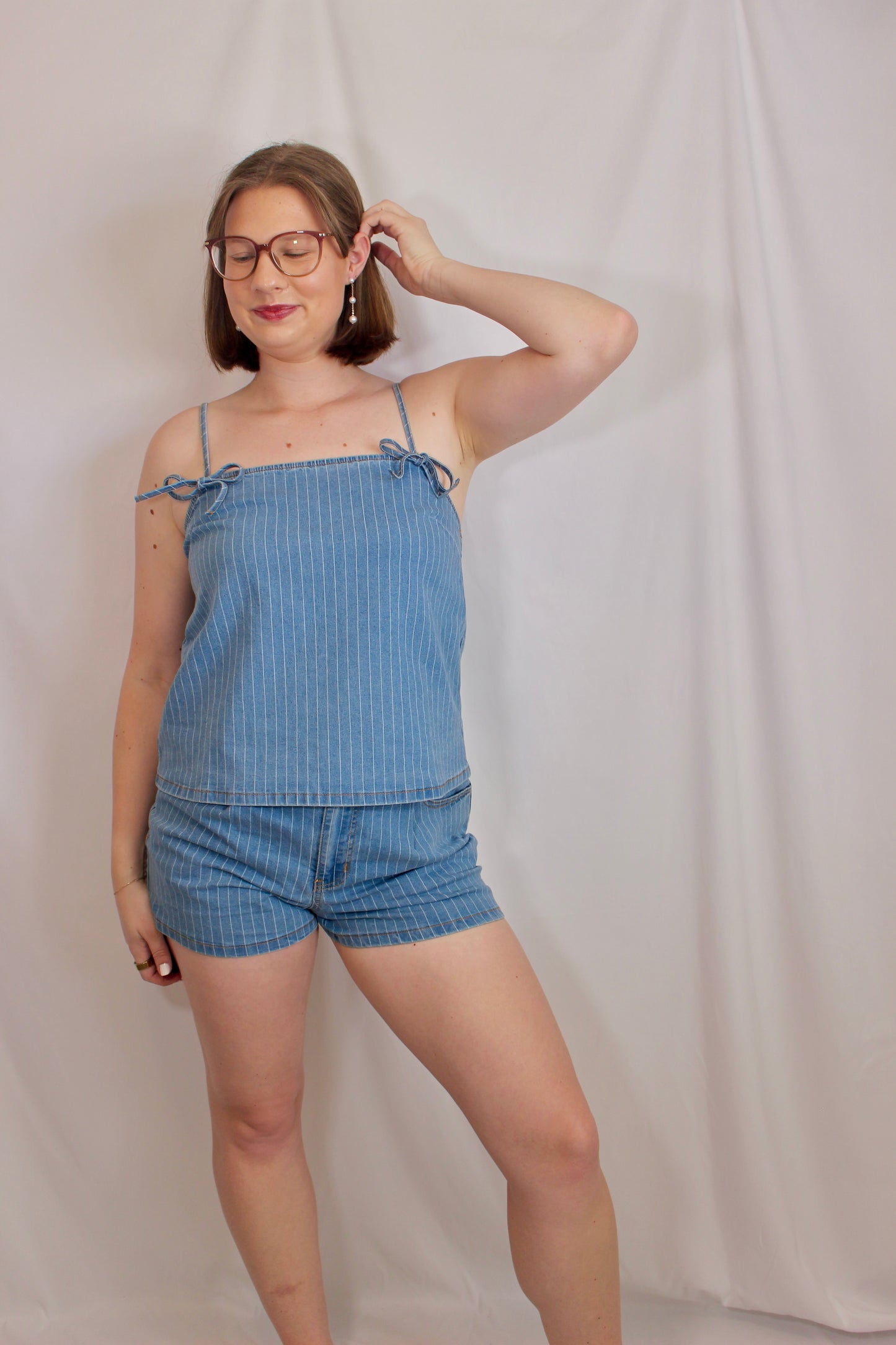 'Scottie' Stripe Denim Shorts