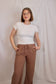 'Carmel' Linen Wide Leg Pant in Brown