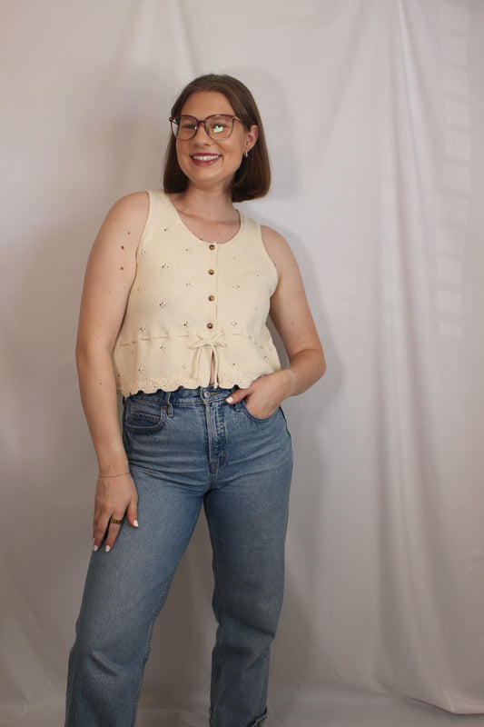 'Lizzie' Scalloped Hem Knit Tank