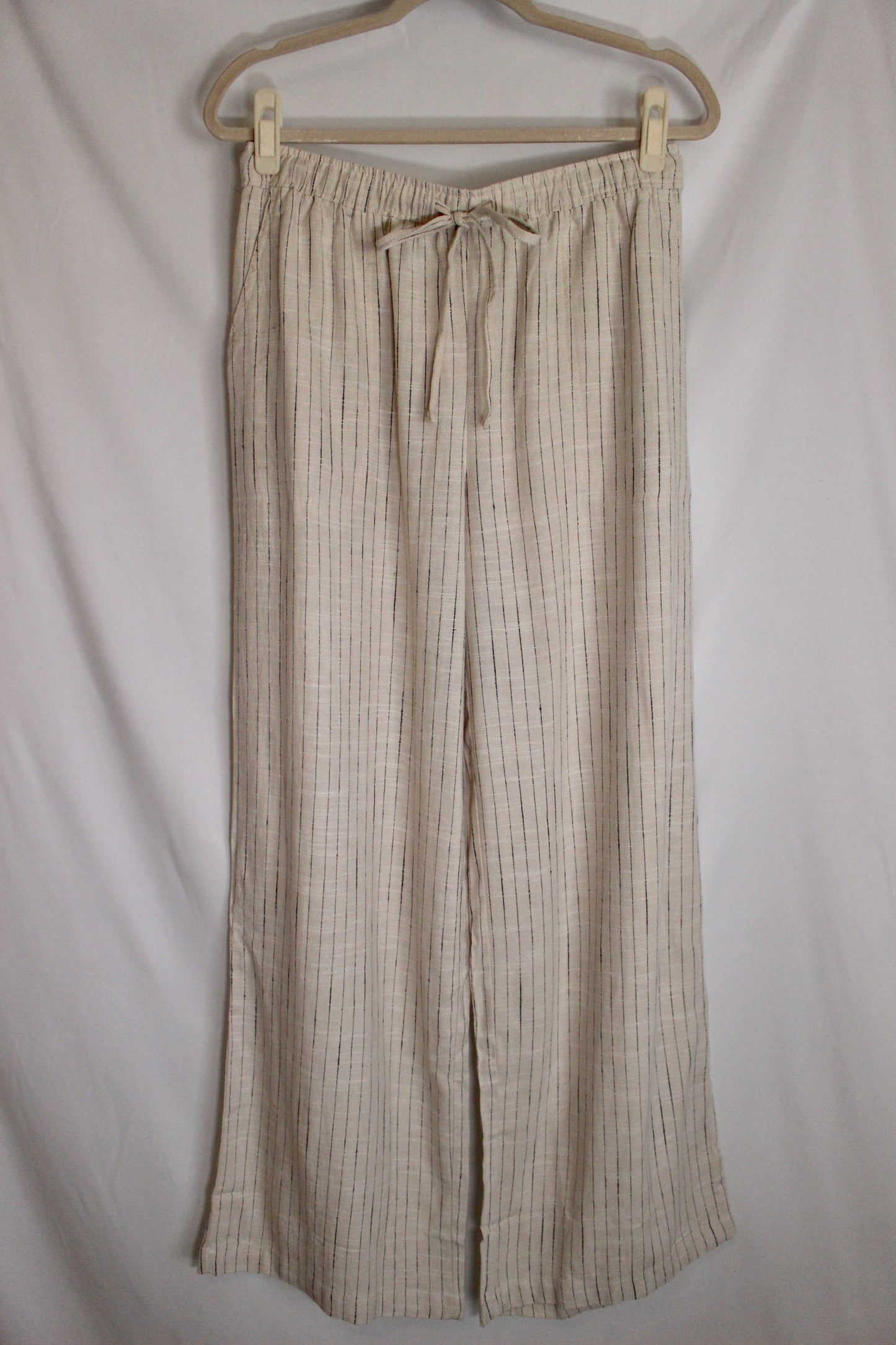 'Carmel' Linen Wide Leg Pant in Stripe